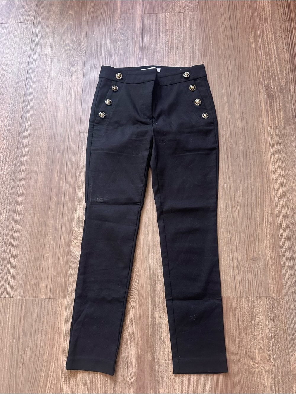 LOFT Black Skinny High-Rise Jeans with Gold Buttons